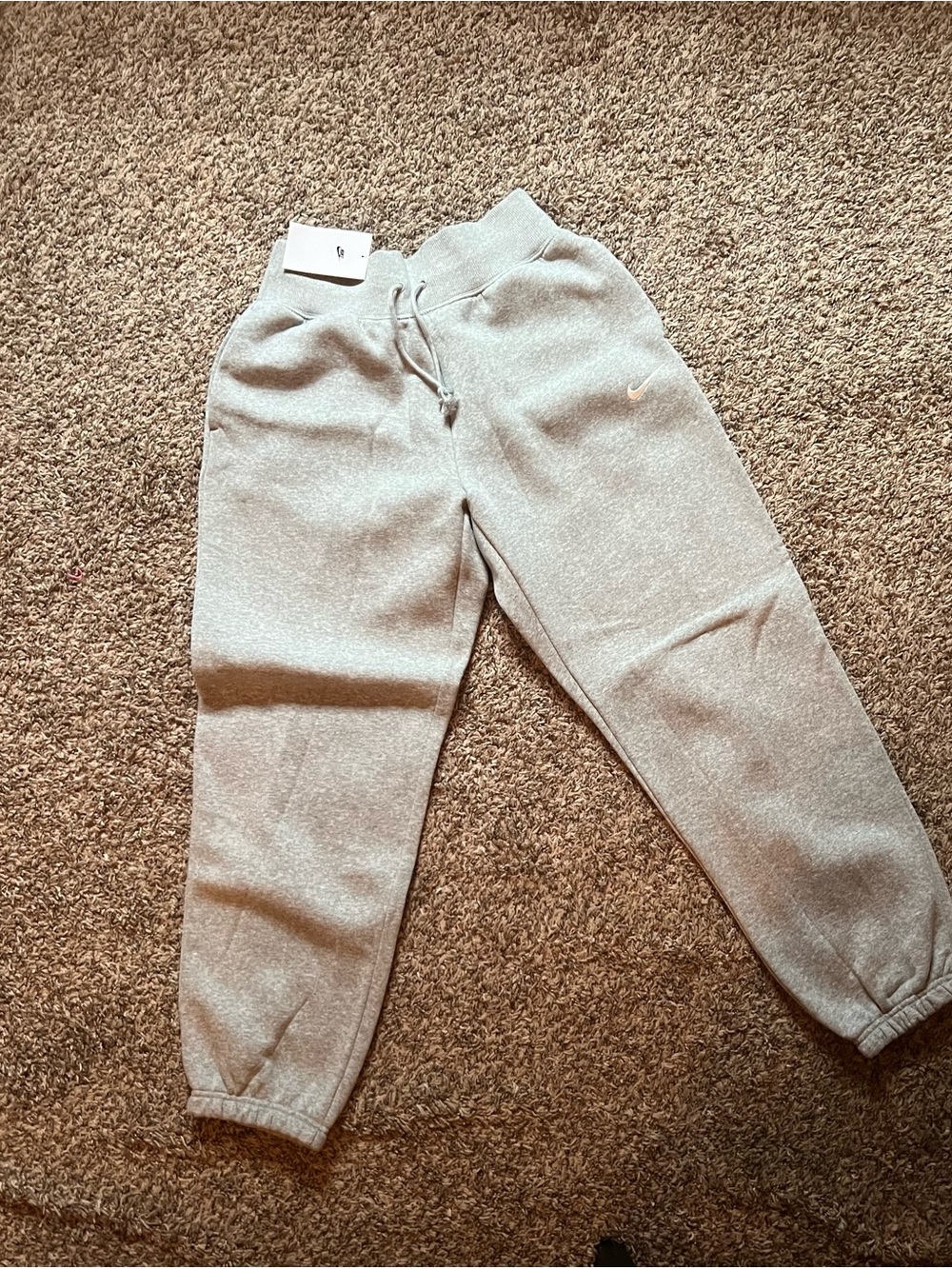 Nike Light Gray Women's Fleece Joggers with Drawstring